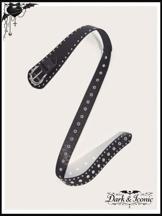 Wild Fable Punk Studded Wide PU Leather Belt with Grommets main image 4